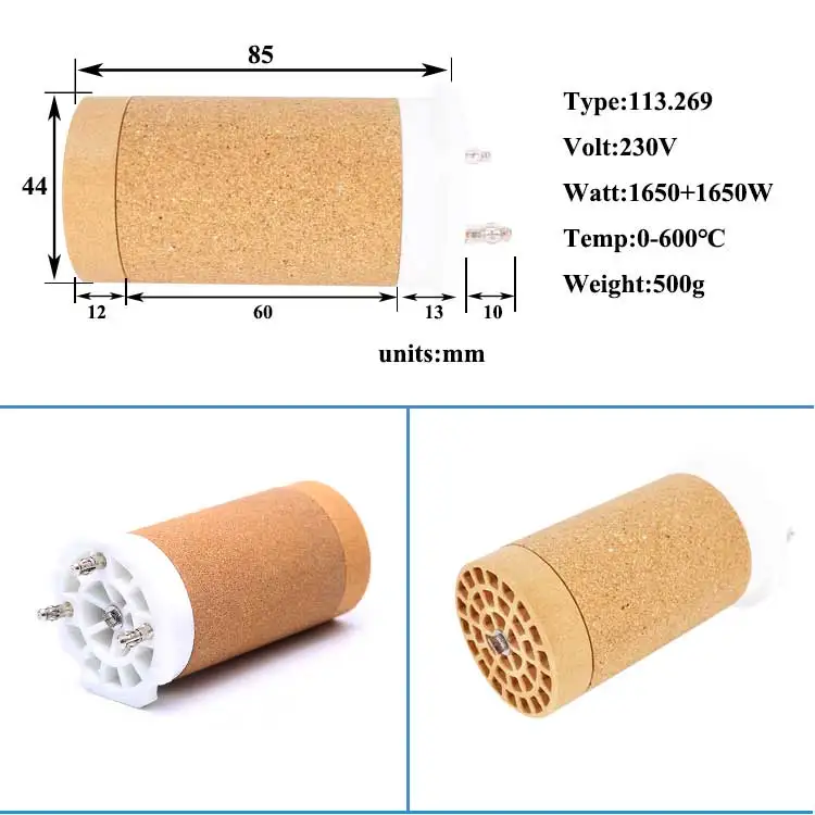 Lanchuang 113.269 44*95mm 230V 3300W Heating Wire Ceramic Heater Core Heating Element For Hot Air Welding Gun