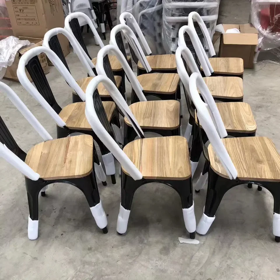 Горячая распродажа Лучшая цена железный современный дизайн винтажный промышленный Деревянный Обеденный металлический стул