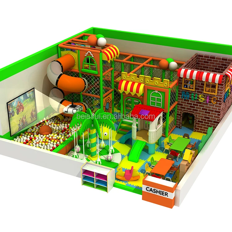 Indoor Playground Mall Commercial Children Play Plan Kids Entertainment Center Baby Game Plastic Double Slide Park Equipment