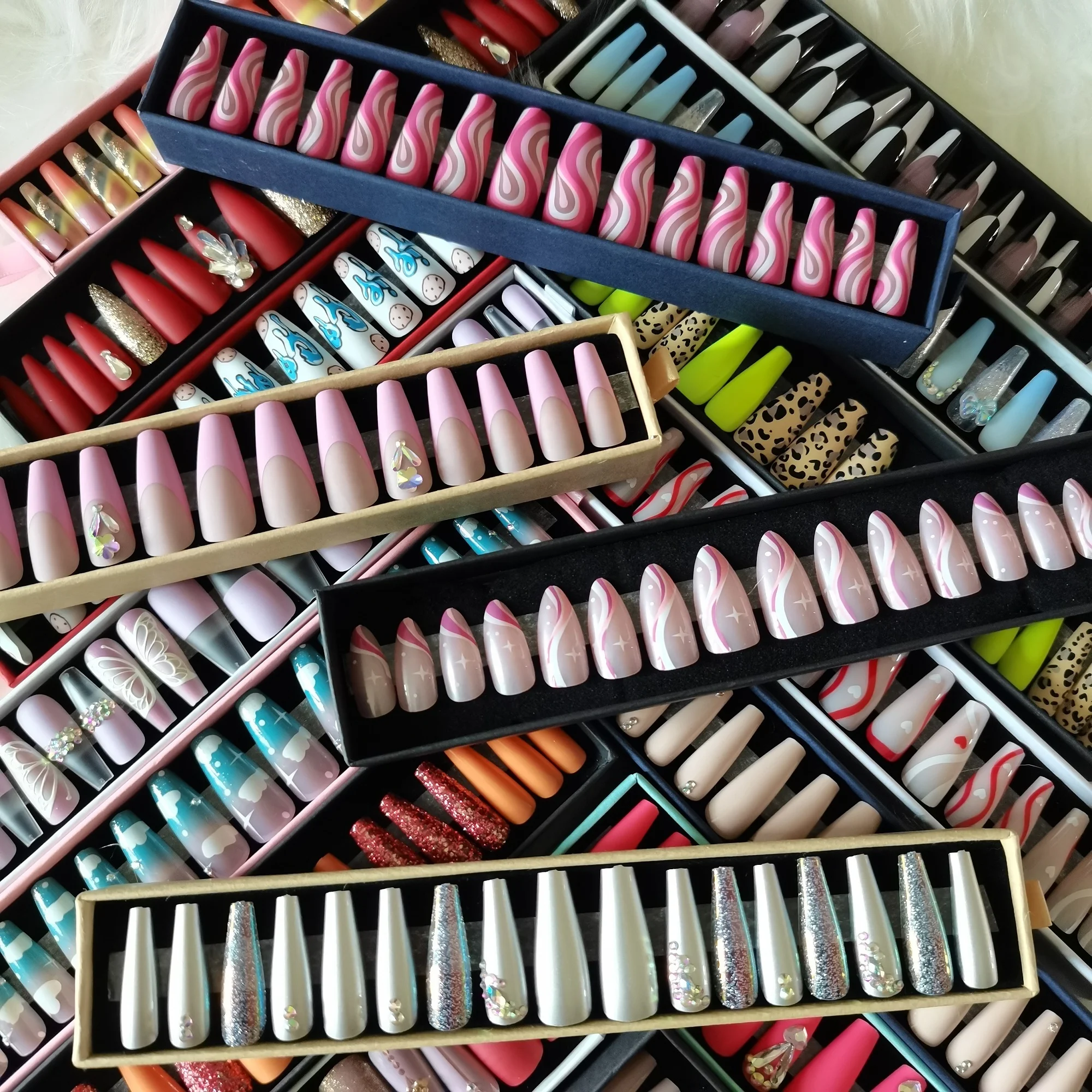 Free Sample 24pcs/box Hand-made Ballerina High Quality Movie Star Nail Design with Long Press On False Nails Full