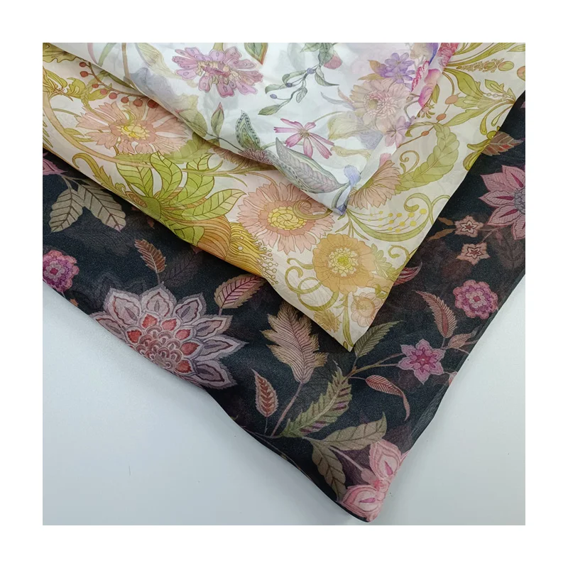 Custom Digital Paisley Floral Prints on High Twist Twill Organza for Puff Tutu Dresses