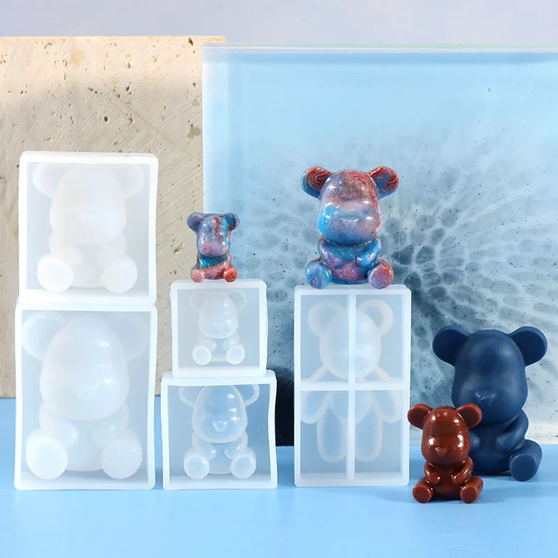 Bear Silicone Mold DIY Ornament Little Bear Big Violent Bear Ornament Semi-stereo Crystal Epoxy
