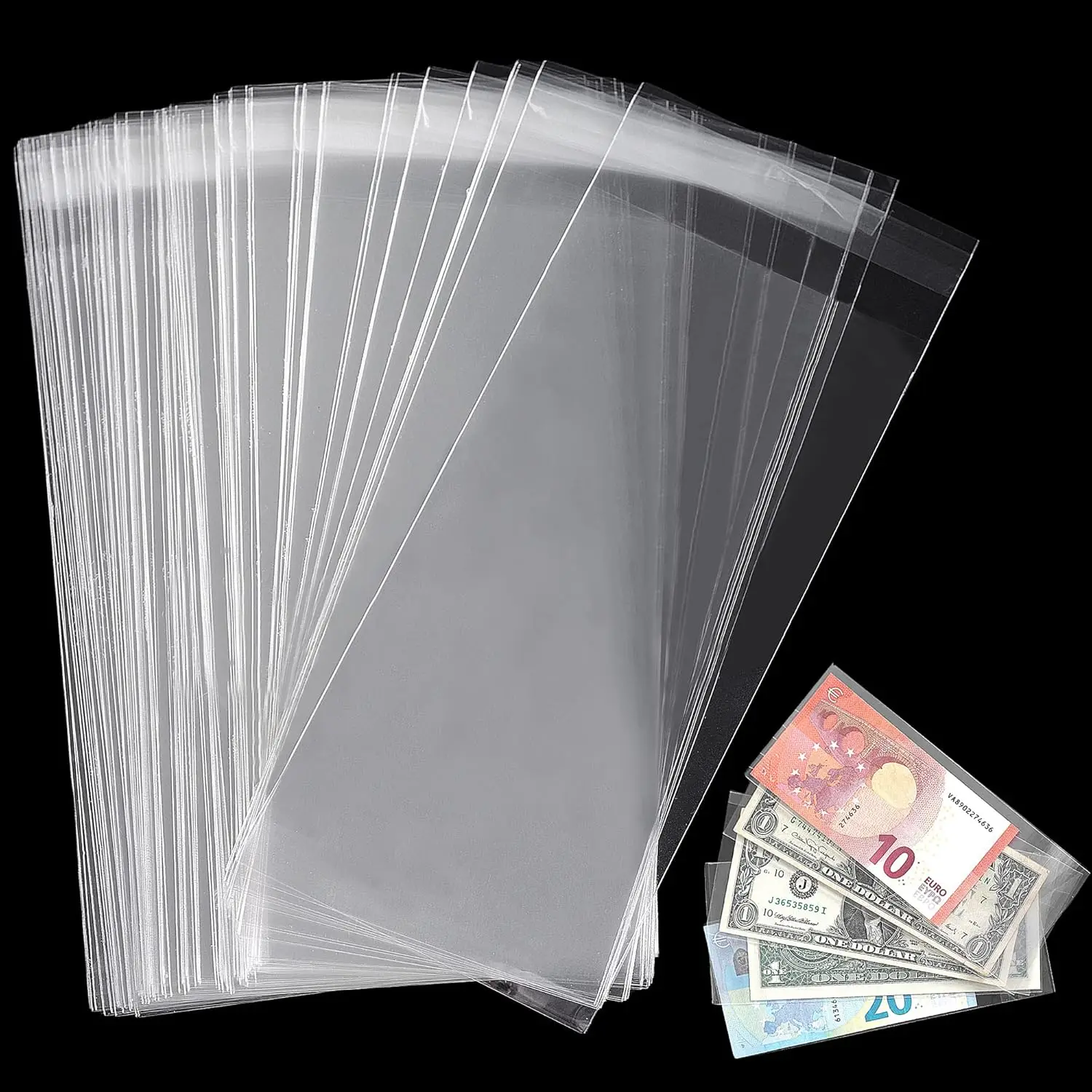 Clear Paper Money Holder,Currency Sleeves Money Sleeve PP Material for Banknote/Bill/Trading Card