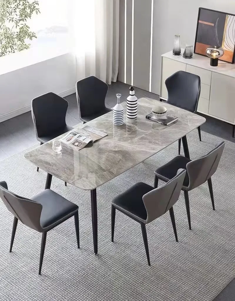 Italian Rock Plate Table Modern Simple Light Luxury Rectangular Rice Table Small Household Living Room Furniture Northern Europe