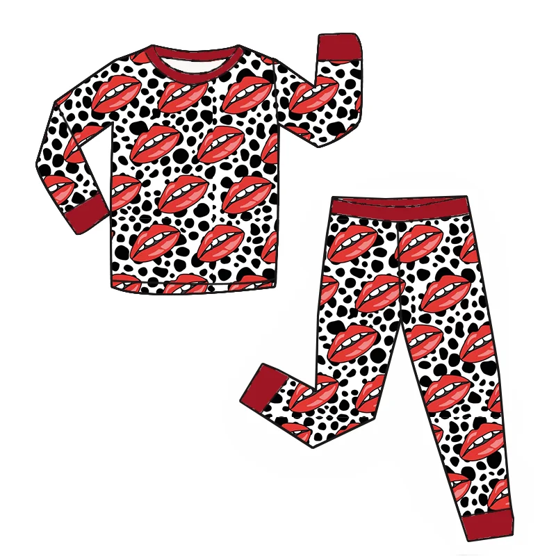 2025 Wholesale Kids Custom Printing Long Sleeves Pajama Set Unisex High Quality O-neck Pullover Top Elastic-waist Sleepwear Set