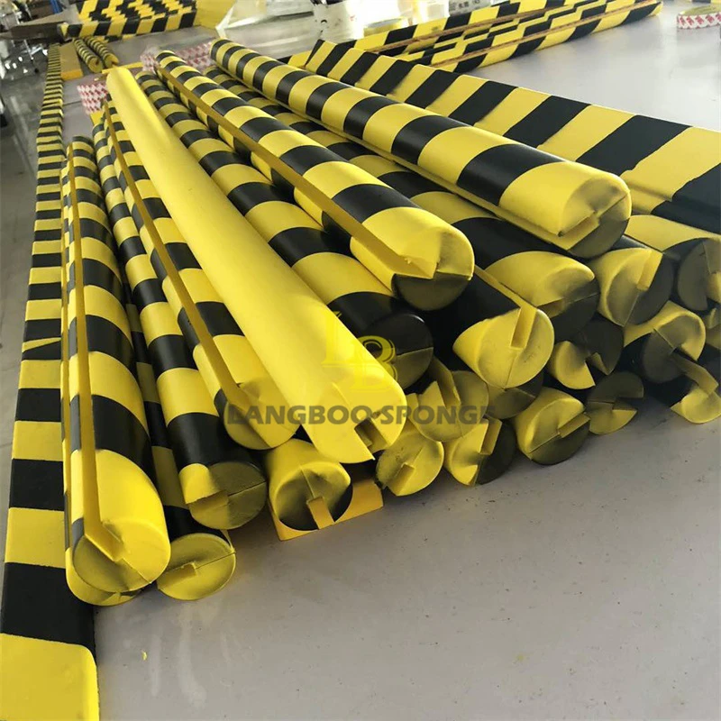 Black and yellow warning protection anti-collision PU foam edge protection strip PU parking lot school anti-collision strip
