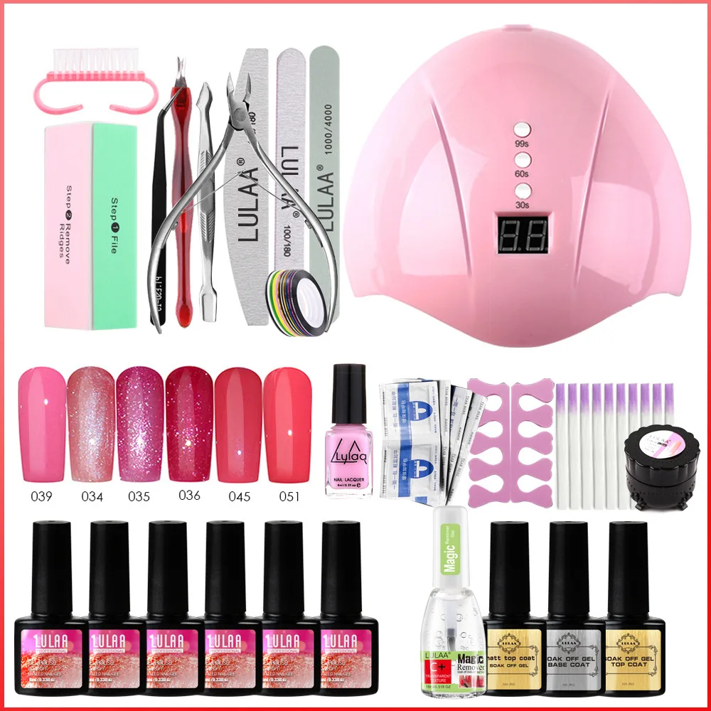 GK03A Professional nail art UV gel Curing tool kit polish gel nail kit with uv led lamp poly gel nail polish kit with uv light