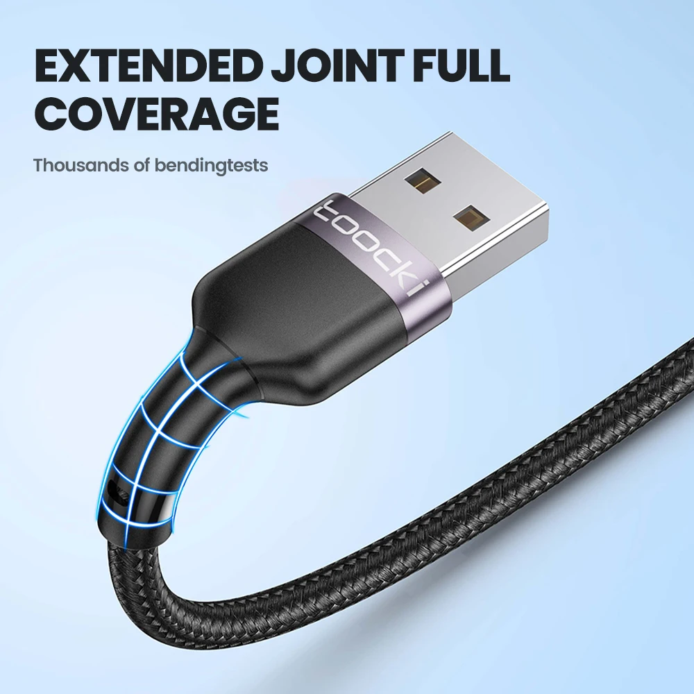 Toocki New Arrival 3in1 6a Usb A To Usb C /Micro/Ip Fast Charger Cable Multifunction Data Cable For Cellphone