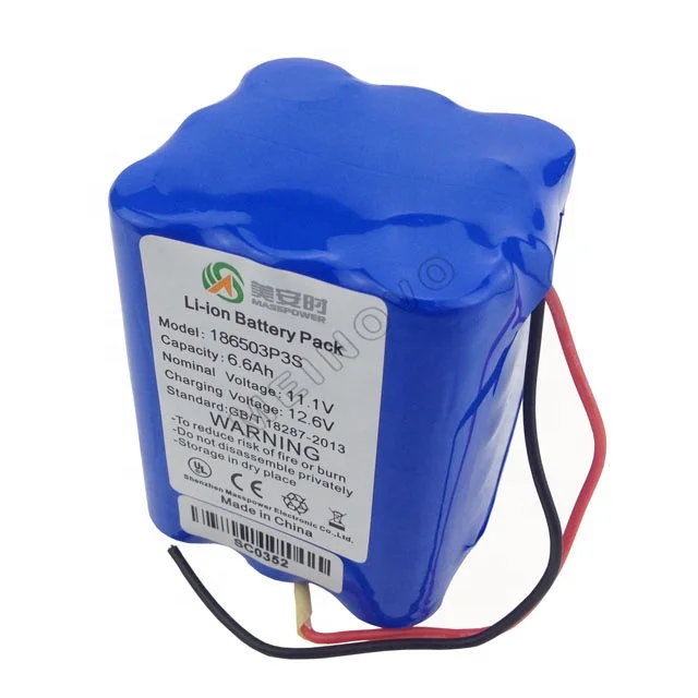 3S3P 18650 12v 6600mah rechargeable lithium battery
