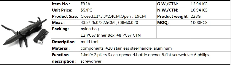 Trade Assurance Plier Stainless Steel Tactical Knife Multitools Survival Multitools Folding Plier