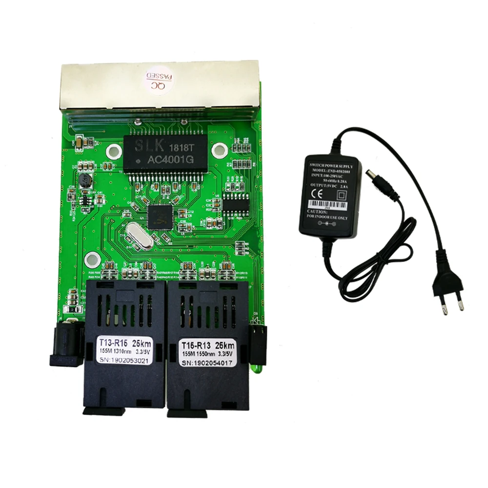 RTXMC 2SC 4 порта RJ45 UTP Fast Erhetnet 2F4E 10/100 м переключатель 2 волоконного порта 1310nm A 1550nmB 25KM Оптический Переключатель PCBA плата
