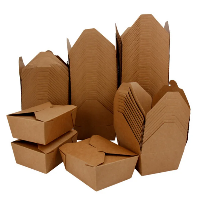 Manufacturing biodegradable takeaway hot food packaging kraft food paper box