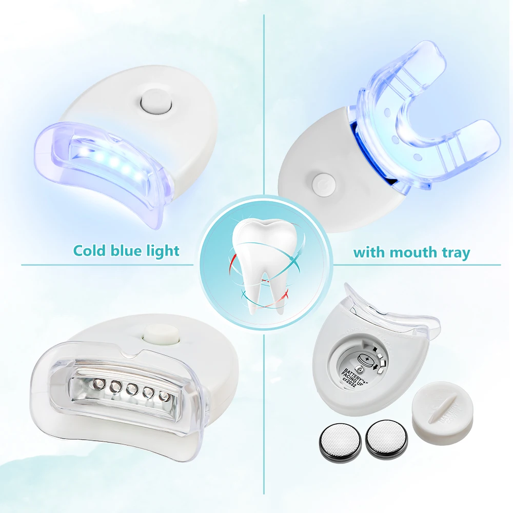 Home Teeth Whitening Kit White LED Light with Mouth Tray Accelerated Whitening Battery Teeth Whitening Light With Mouth Tray