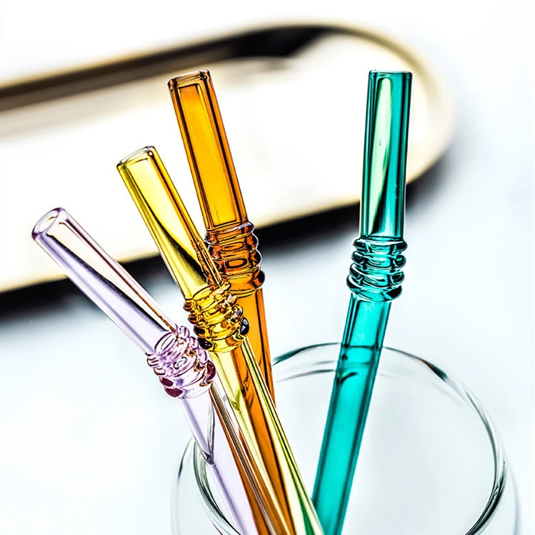 
Good quality and price of reusable boba milk tea glass straw with sharp end 