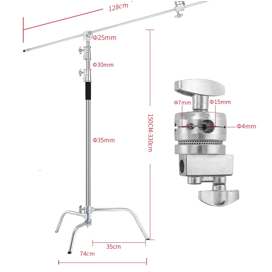 Штатив Magic arm, сверхмощный, C-стенд из нержавеющей стали с держателем и рукояткой, 58,6-121,6 дюйма, подставка с одной регулируемой ножкой