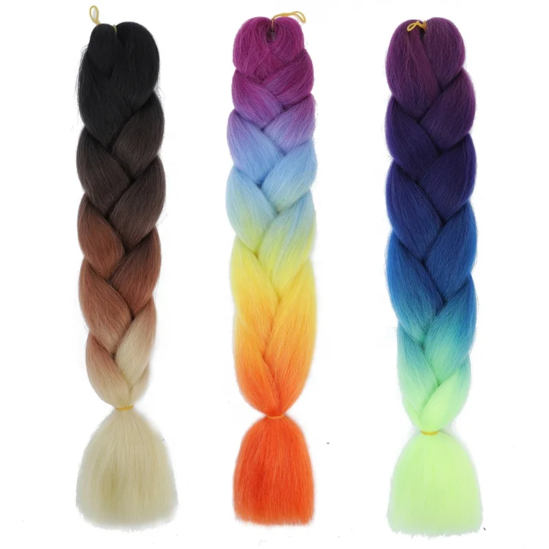 24 Inch Jumbo Braids Extensions Synthetic Braiding Hair Afro Ombre Color kanekalon Hair
