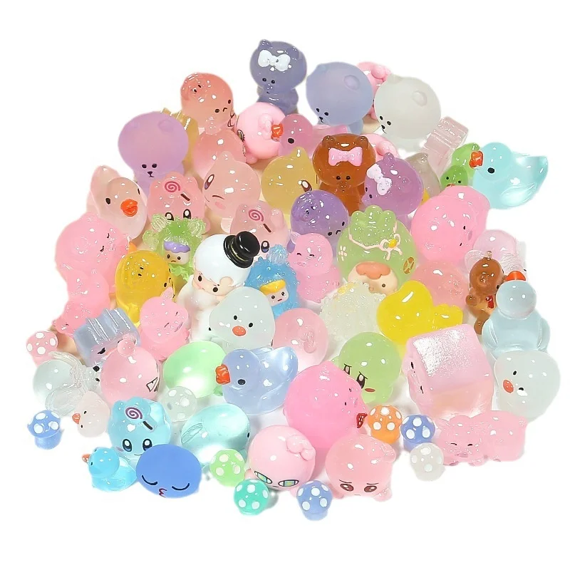 50pcs/bag Luminous Glowing Resin Charm 20 Types Glow in Dark Crafts for Keychain Bracelet