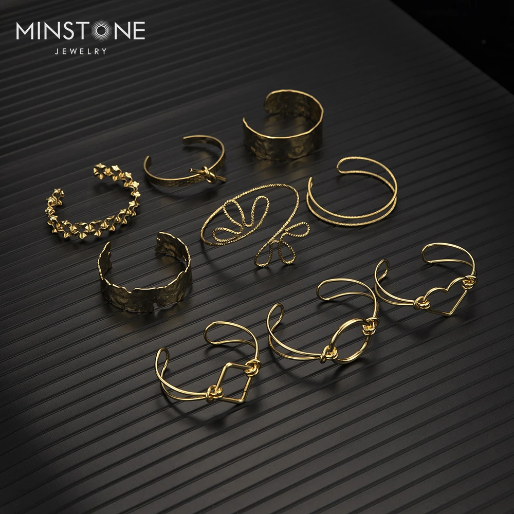 18K gold plated tranish free waterproof cuff for women girls gift handmade bracelet