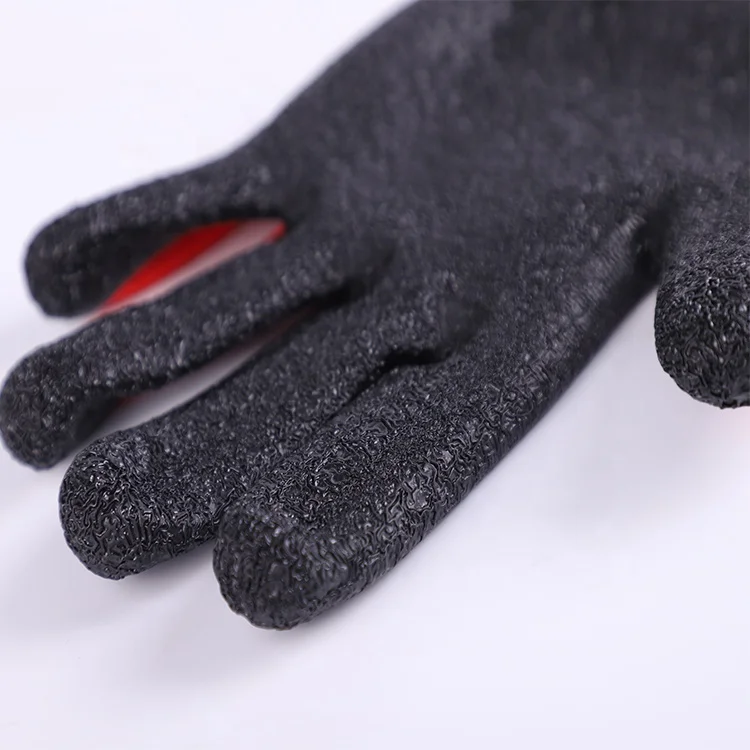 construction gloves knitted rubber crinkle  nylon liner anti slip gloves  for workers