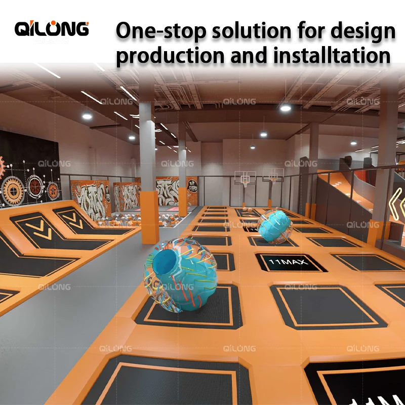 Customized Kids Jumping Bungee Square Fitness Adult Indoor Trampoline Park With Playground Equipment