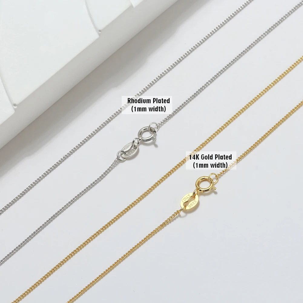 RINNTIN SC18 chaine femme стерлингового серебра 925 кубинское звено ожерелье позолоченная цепь для изготовления ювелирных изделий серебряные цепочки