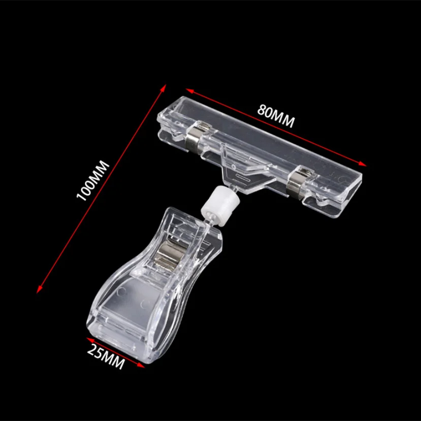 Free Samples Clear Sign Clips Plastic Merchandise Rotatable Pop Clip Sign Holder Stand for Supermarket Display