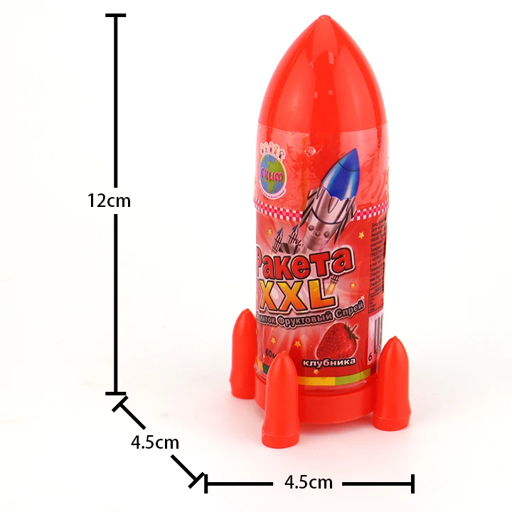 Cartoon big rocket shape spray candy fruit flavor liquid candy