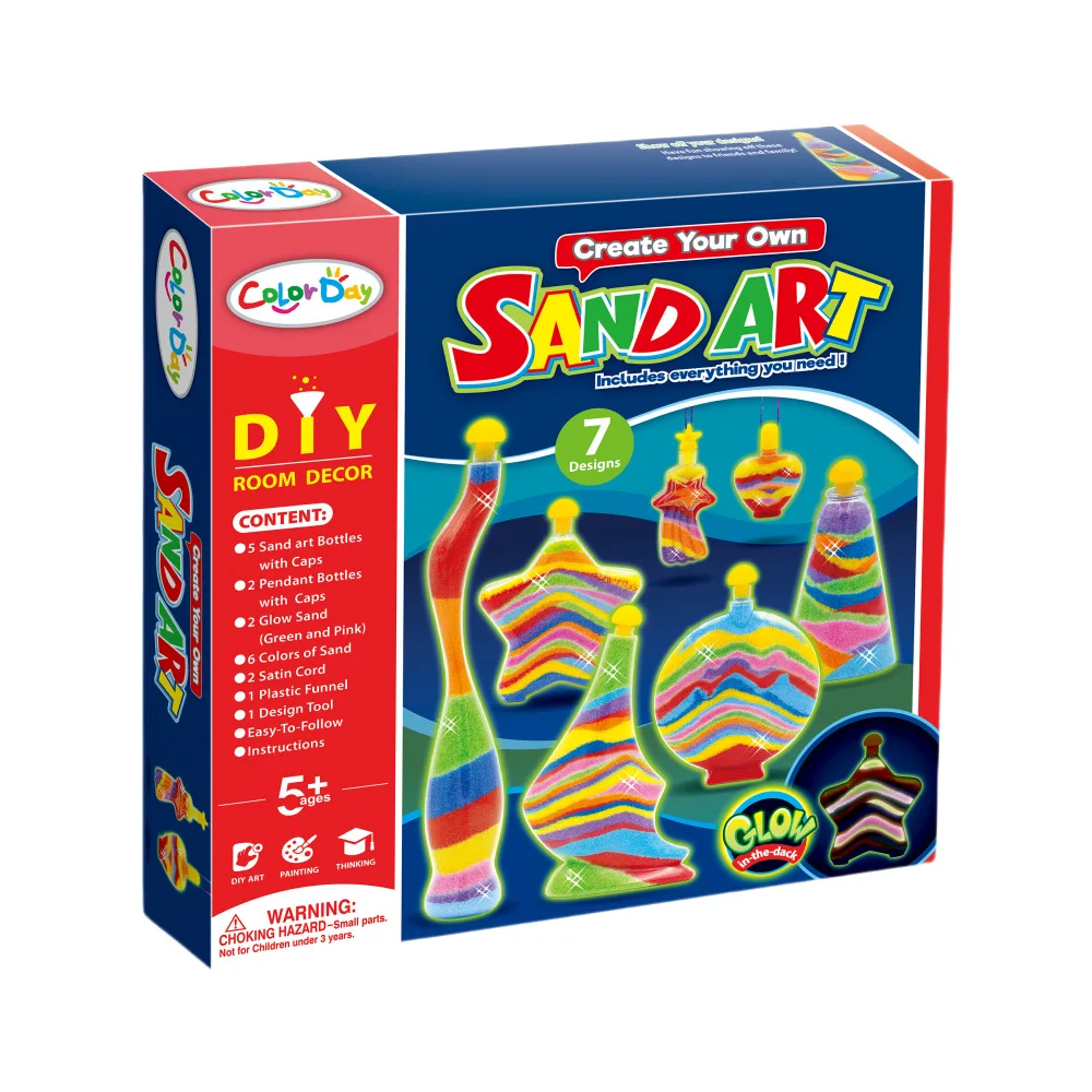 Cross-border hot selling children creative luminous DIY color sand bottle handmade sand painting educational toys