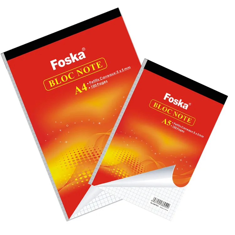 Foska A4 A5 Top Gluebound Notepad Grid 140 Pages Notebook Steno Pads Memo Notepads for Writing Sketching Drawing Office Supplies