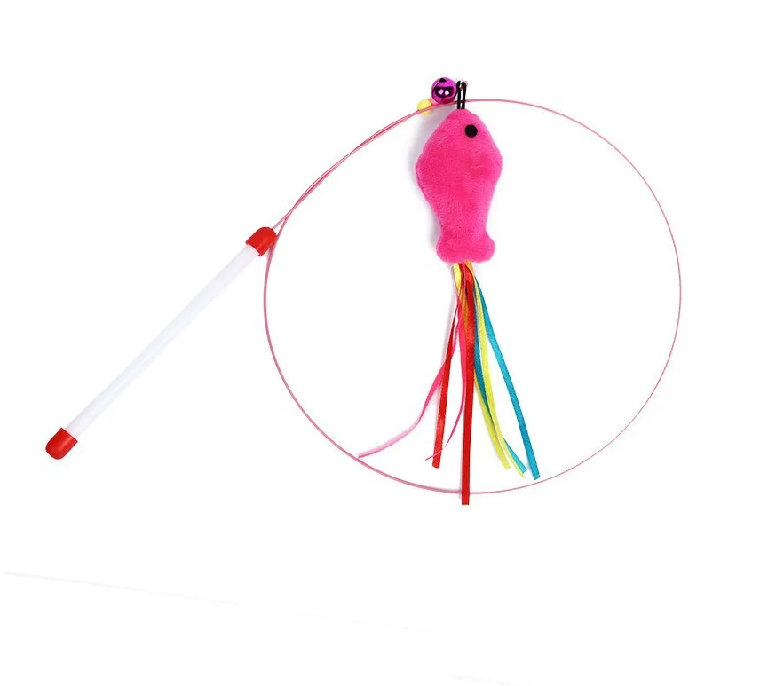 Wholesale supplies new cat toy turkey feather wand pet fish toy hot selling