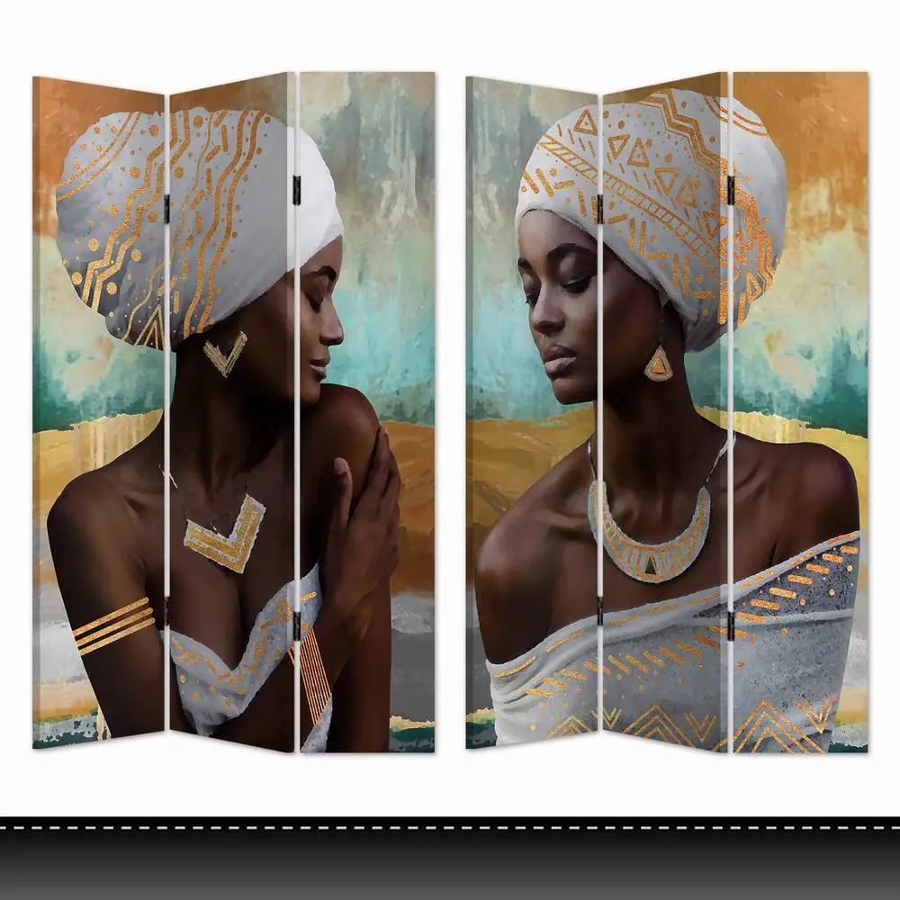 Cheap African black women 3 Panes screen living room divider cabinet designs foldind room divider