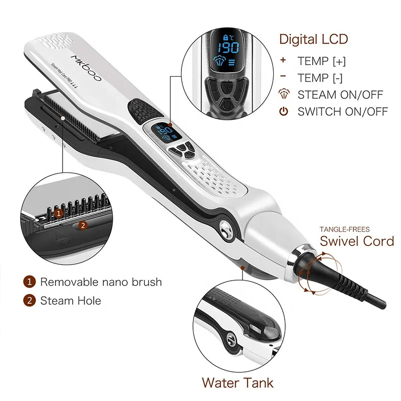 
LCD Digital Display Mkboo New design salon equipment steam hair straightener hair straight iron 