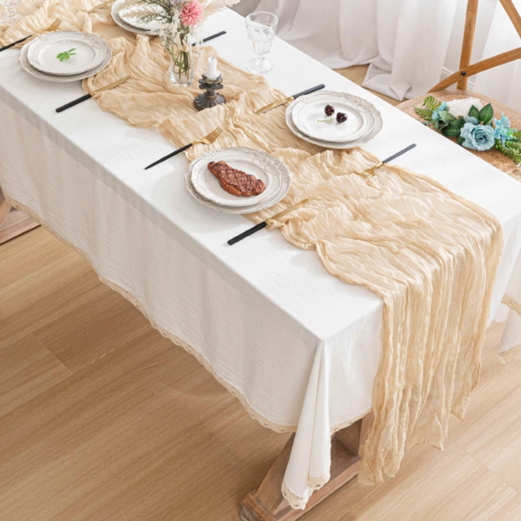 Wholesale Modern Popular Hotel Party Wedding Christmas Festival Decorative Table Runner Cheesecloth Wedding Arch Gauze Fabric