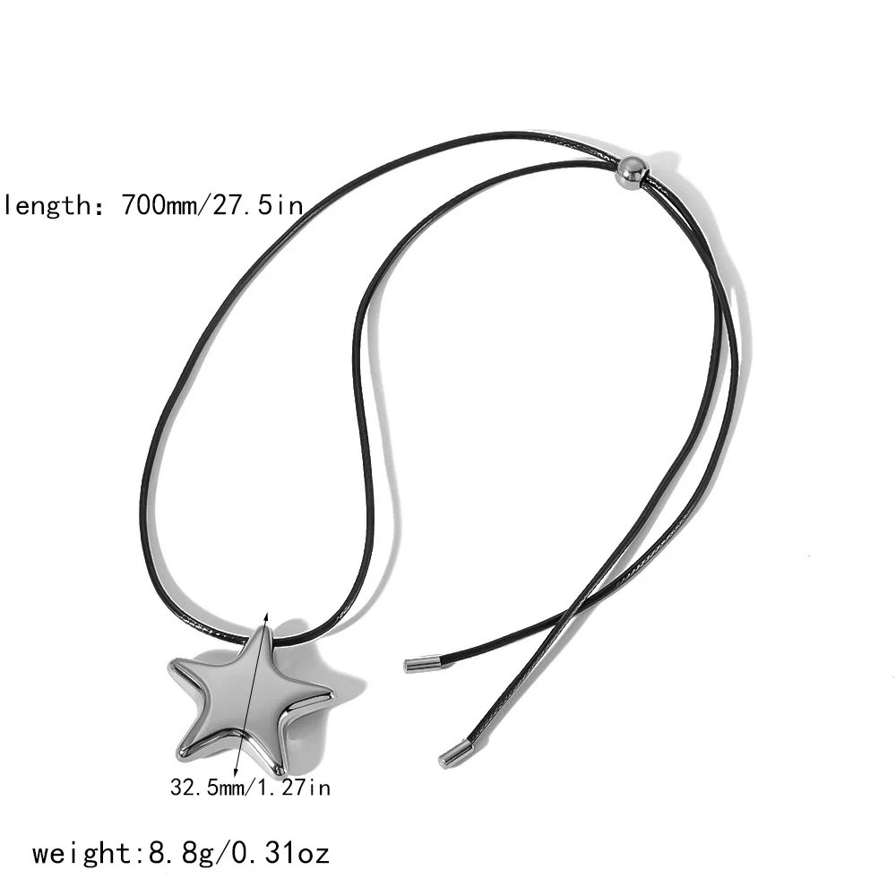Vintage Gold and Silver Star Adjustable Jewelry 18K Gold Plated Stainless Steel Cord Rope Pendant Necklace for Unisex