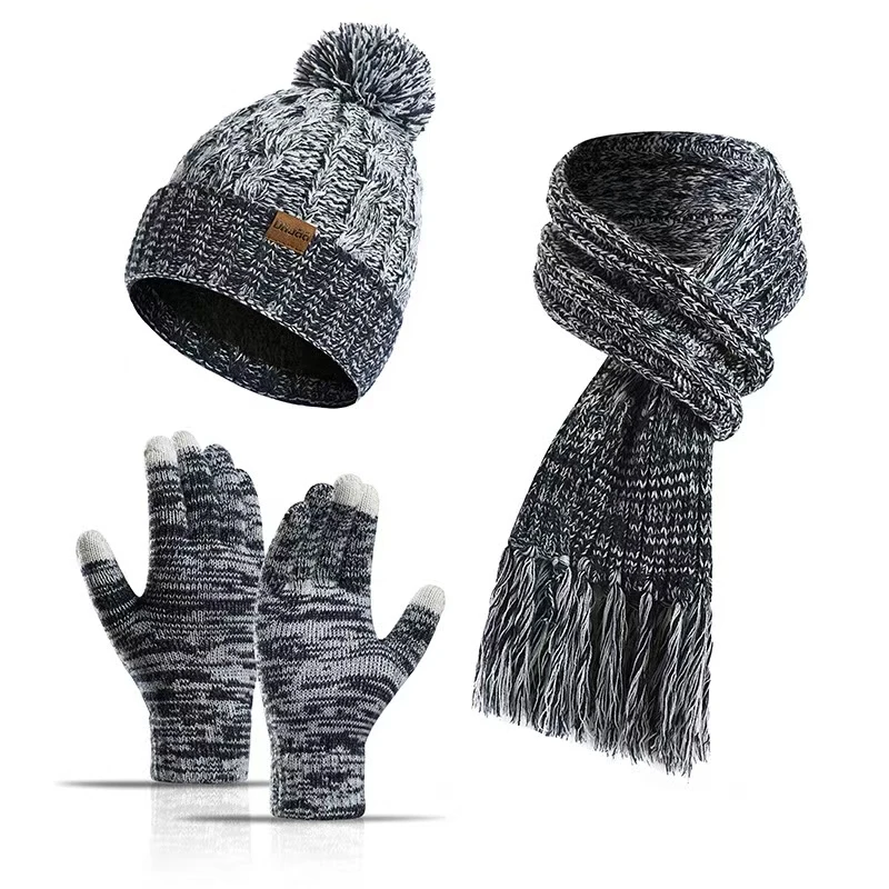 Hot Selling European And American Style Winter Hat Scarf Set Fashionable And Warm Knitted Gloves