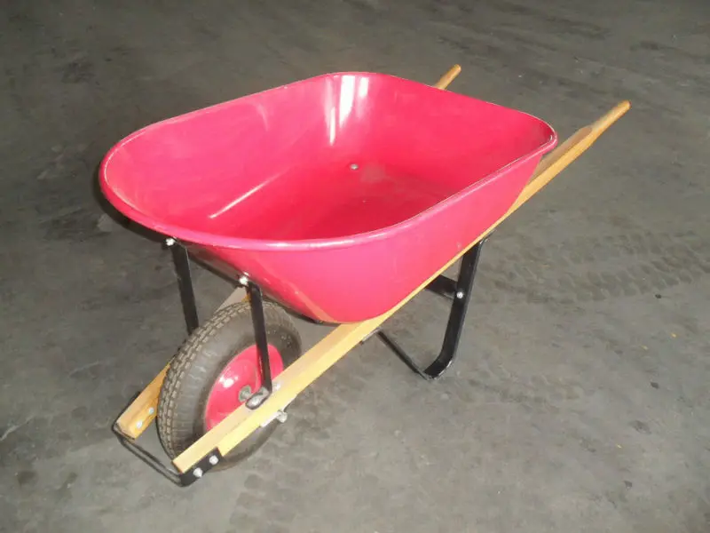 American market plastic tray wood handle PU or pneumatic wheel garden agriculture  wheelbarrow