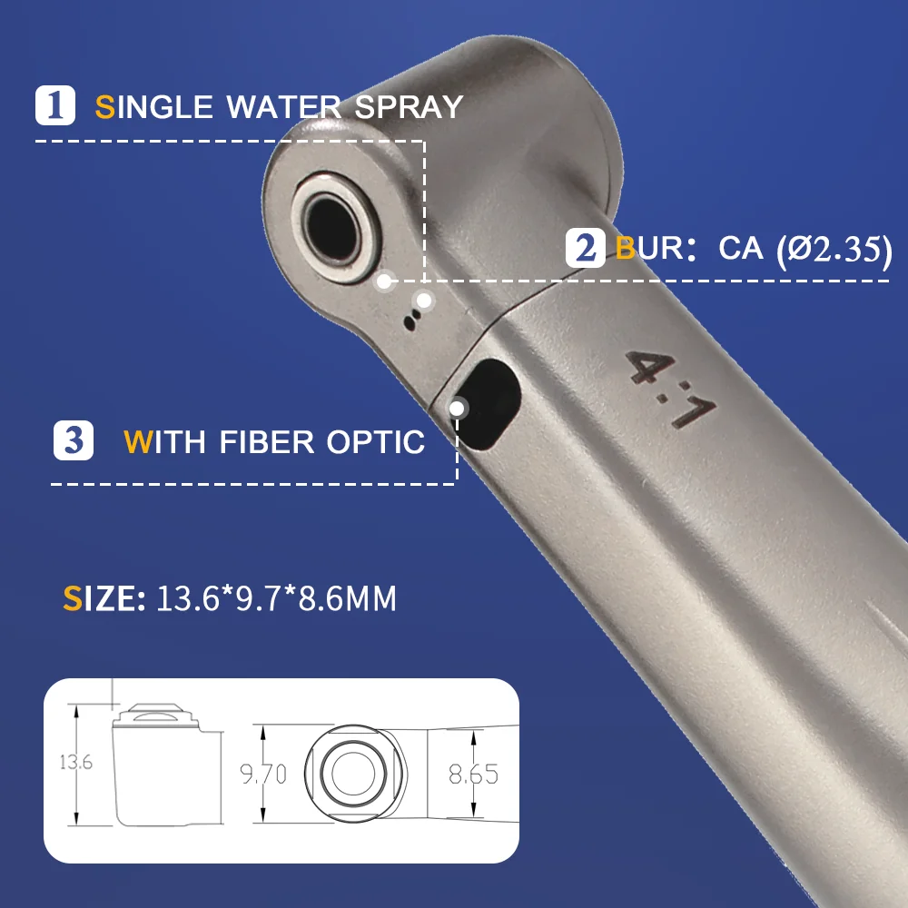 AI-X15L 4:1 Reduction Optical Single Spray  For CA burs (2.35) contra angle Endodontic Handpiece Max Speed: 10,000 min-1
