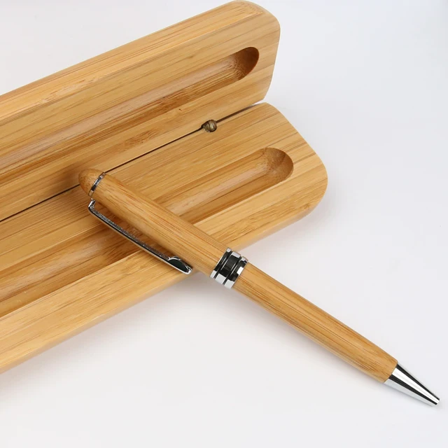 Роскошная металлическая бамбуковая ЭКО шариковая ручка с бамбуковой коробкой и лазерной гравировкой