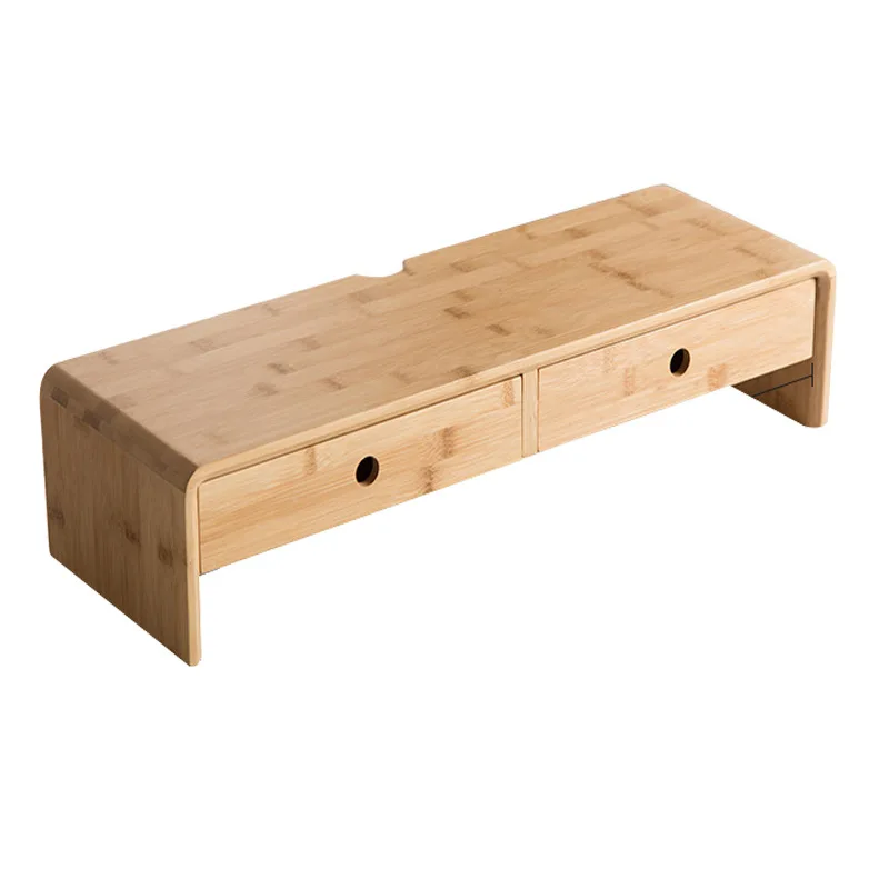 Оптовая продажа с фабрики настольный органайзер для хранения подставка ноутбука сотового телефона телевизора принтера бамбуковая монитора выдвижным ящиком