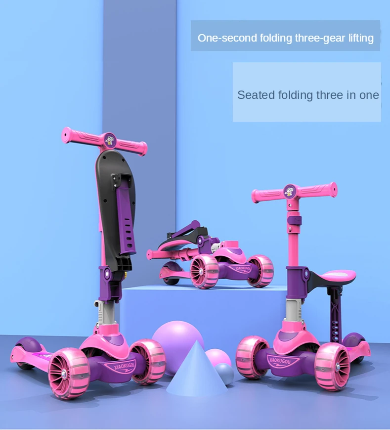 Новый детский подарок, 2021 детский скутер, хит продаж, детский скутер, 3 колеса, все мигает, ногами, скутер