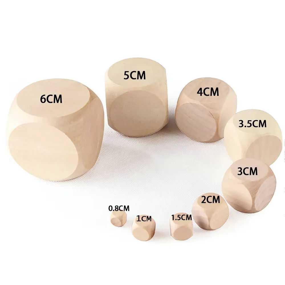High Quality Manufacturers Wood Natural Hexahedral Cube Polyhedral Bulk Table Design Games Environmental Wooden Game Dice Set