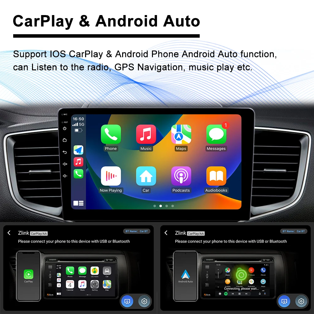AC8227L Android 12 2+32GB Carplay Android Auto BT 5.0 IPS Touch Screen Multimedia Player Audio Car Stereo Autoradio GPS WIFI