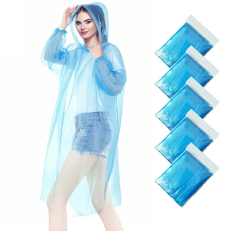 Manufacturer Promotional Blue Card Portable Emergency Disposable  Plastic Pe Raincoat For Adult