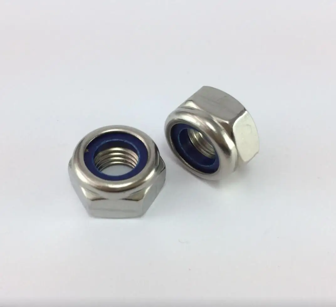  DIN985 DIN982 нейлоновая вставка фиксирующая гайка из углеродистой стали с голубым белым оцинкованным
