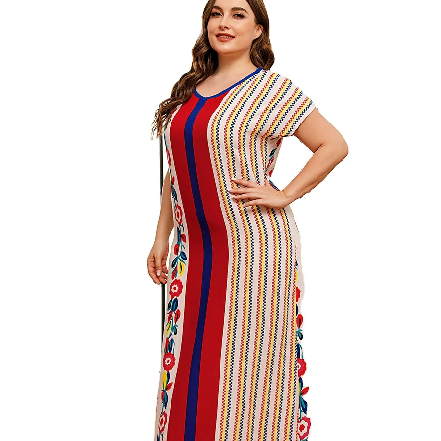 Muslim dress clothing printing  women abaya Robe kaftan islamic long gown nightgown