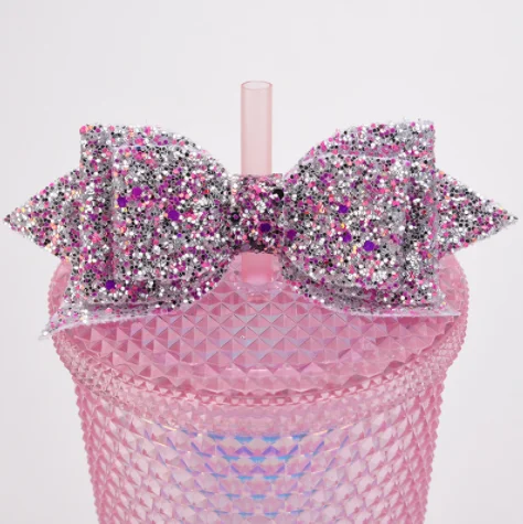 Lovely Bling Glitter Bow Charms Straw Topper for Party Decoration Cup Straw Cup Accessories Bow Straw Topper Christmas Gift