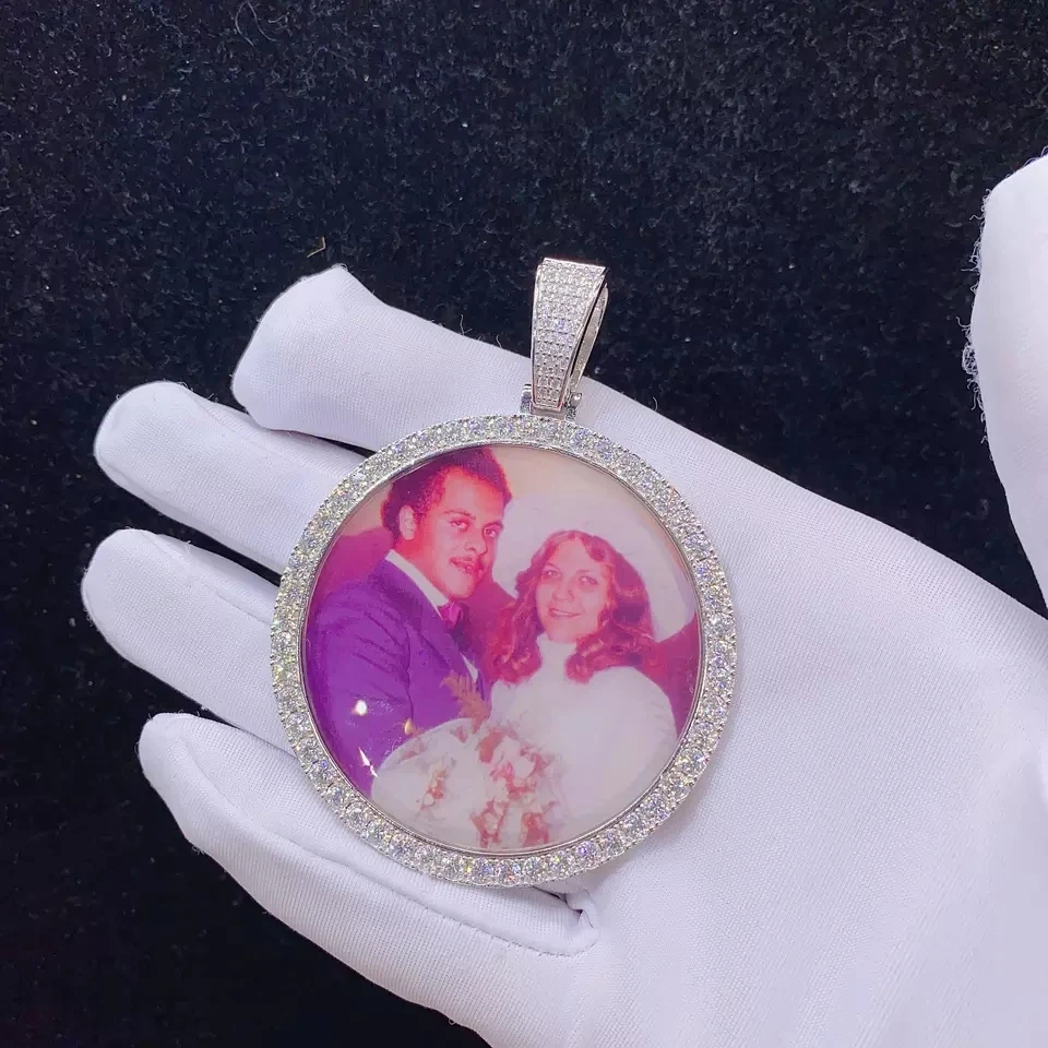 Custom 925 Sterling Silver Iced Out Hiphop Moissanite Diamond Picture Frame Memory fashion jewelry pendants & charms