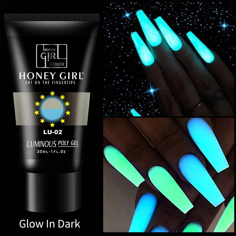 HONEY GIRL Luminous Nail Extension Gel Glow In Dark UV Soak Off  Lighting In Night Nail Extension Gel