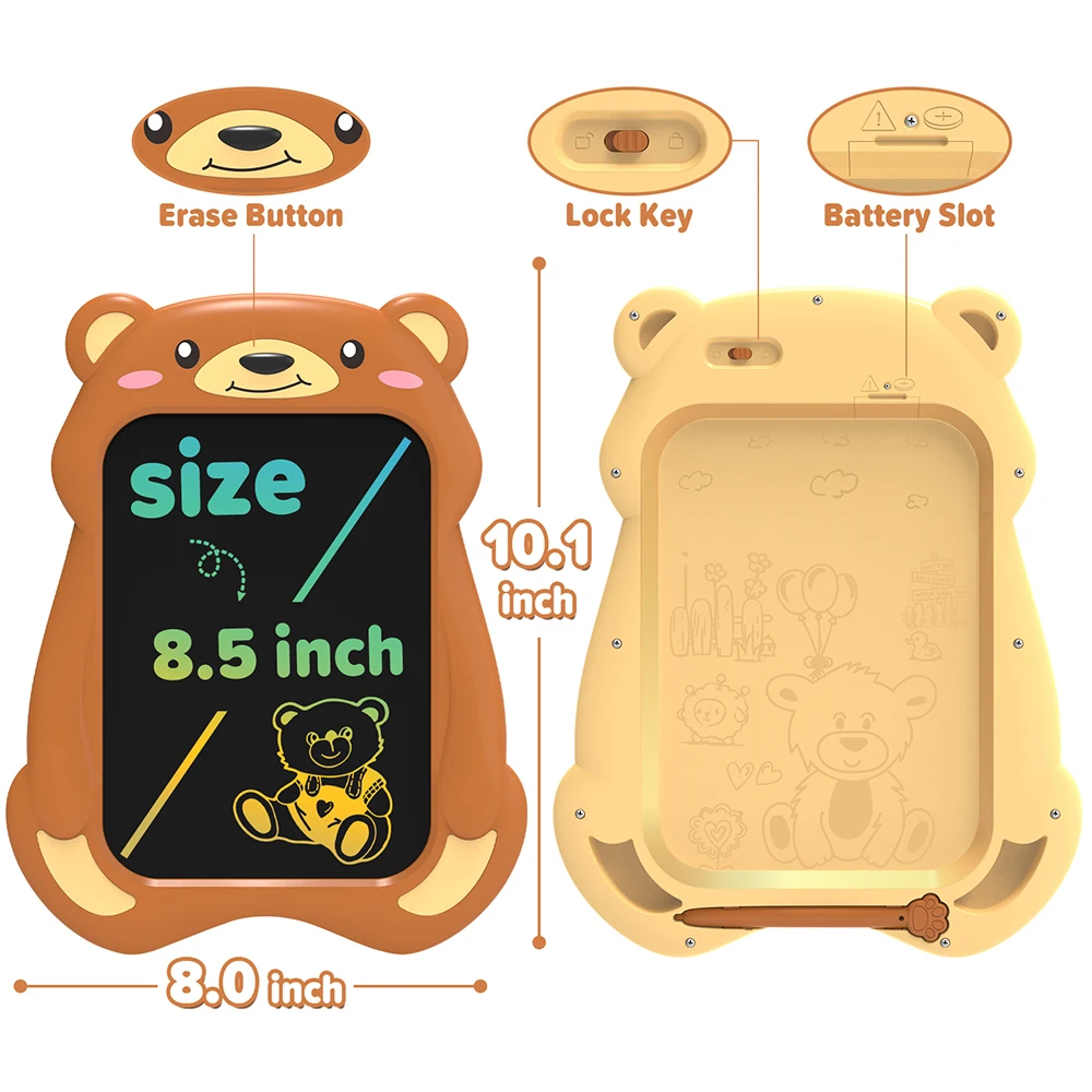 8.5/In Cartoon LCD Writing Tablet with Color Screen Drawing Board Pad Toy for Kid
