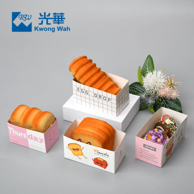Custom Baking Box Printed Logo Breakfast Bread Paper Sandwich Paper Box For Dessert Cakes Donut Packaging
